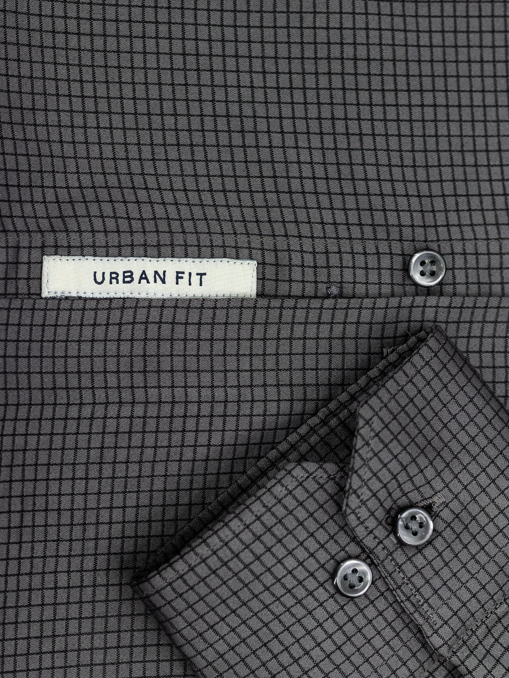 Grid Check Stretch Shirt in Black