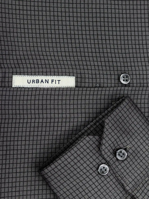 Charcoal Grey Mini Checks Stretch