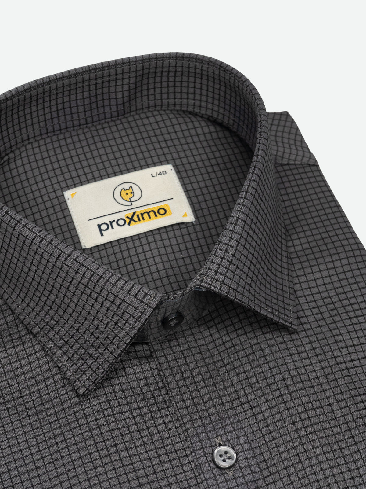 Grid Check Stretch Shirt in Black