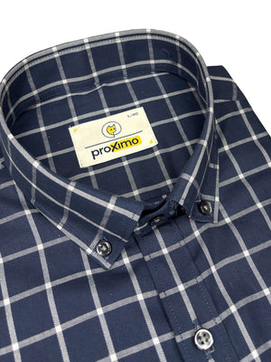 Midnight Grid Heavy-Cotton Shirt