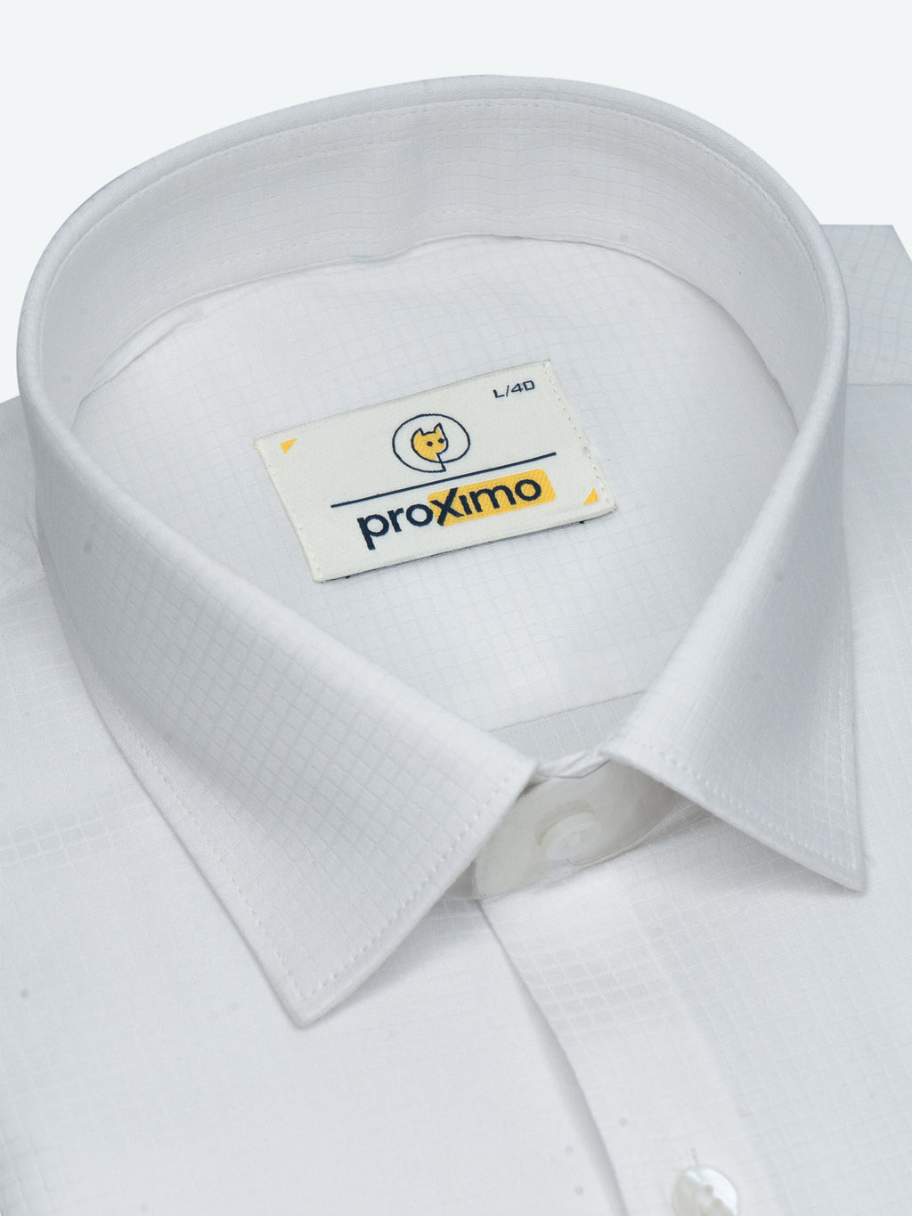 Grid Check Stretch Shirt in White