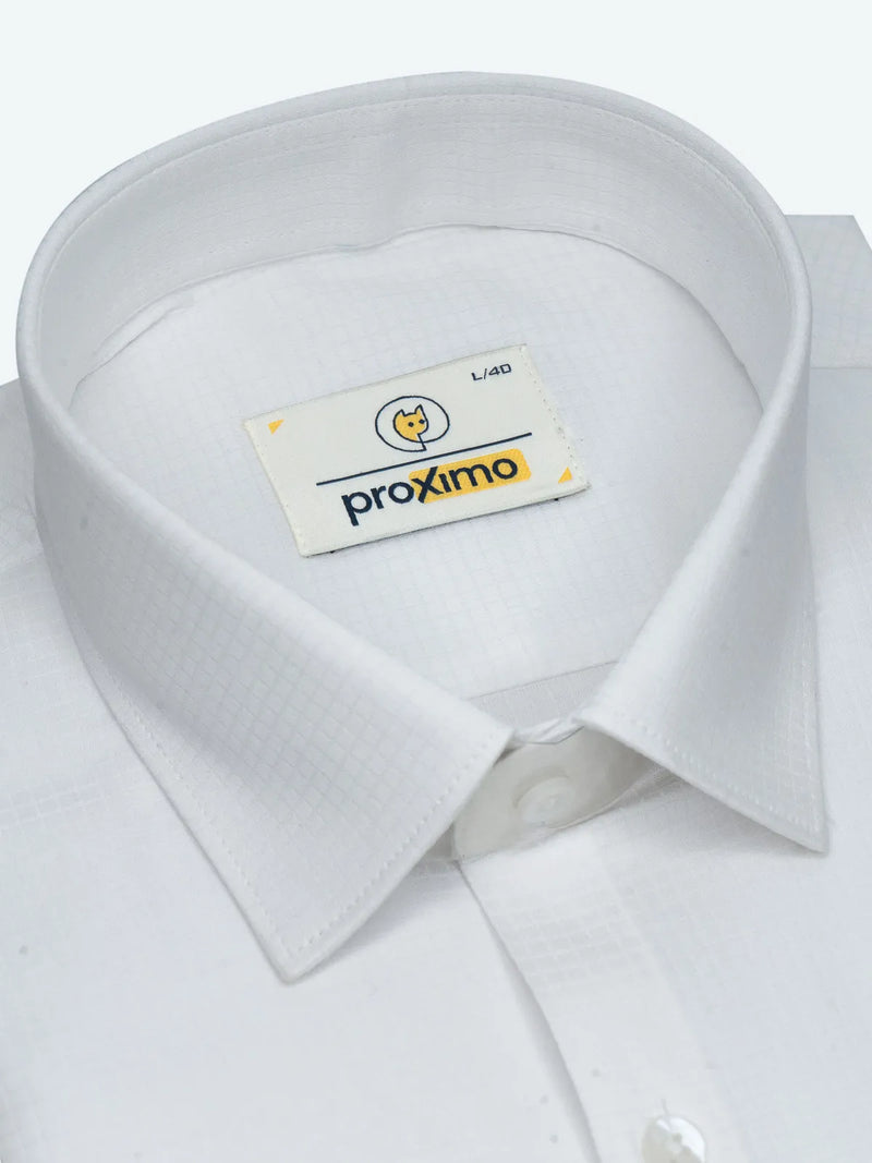 Pure White Mini Checks Stretch