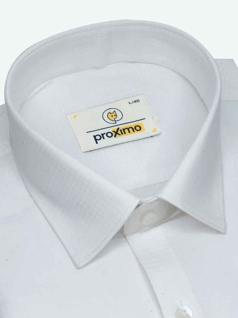 Pure White Mini Checks Stretch