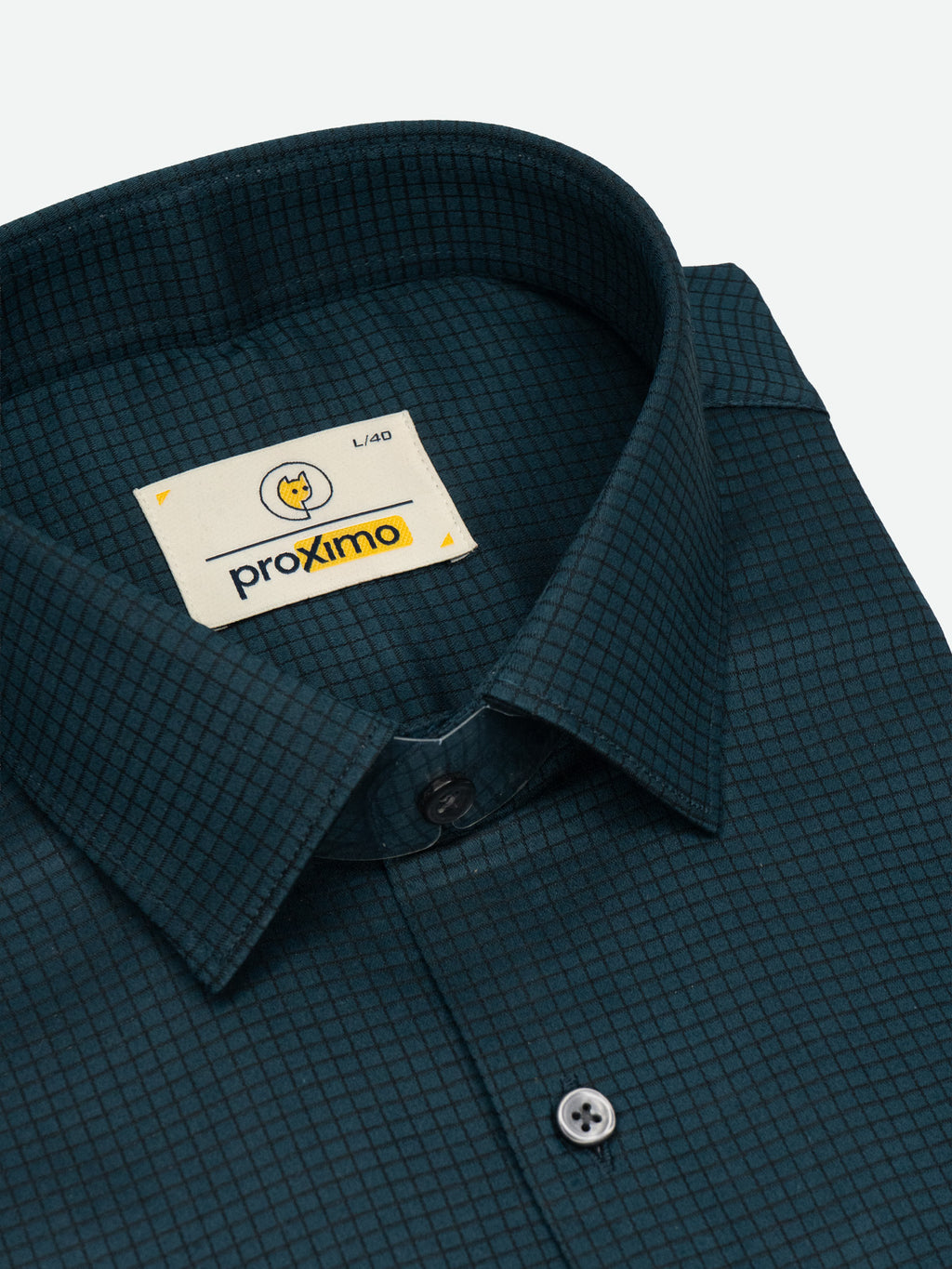 Grid Check Stretch Shirt in Ocean Blue