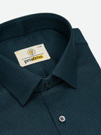 Dark Teal Mini Checks Stretch