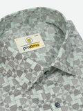 Geometric Print Shirt in Green & White