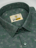 Geometric Print Shirt in Forest Green