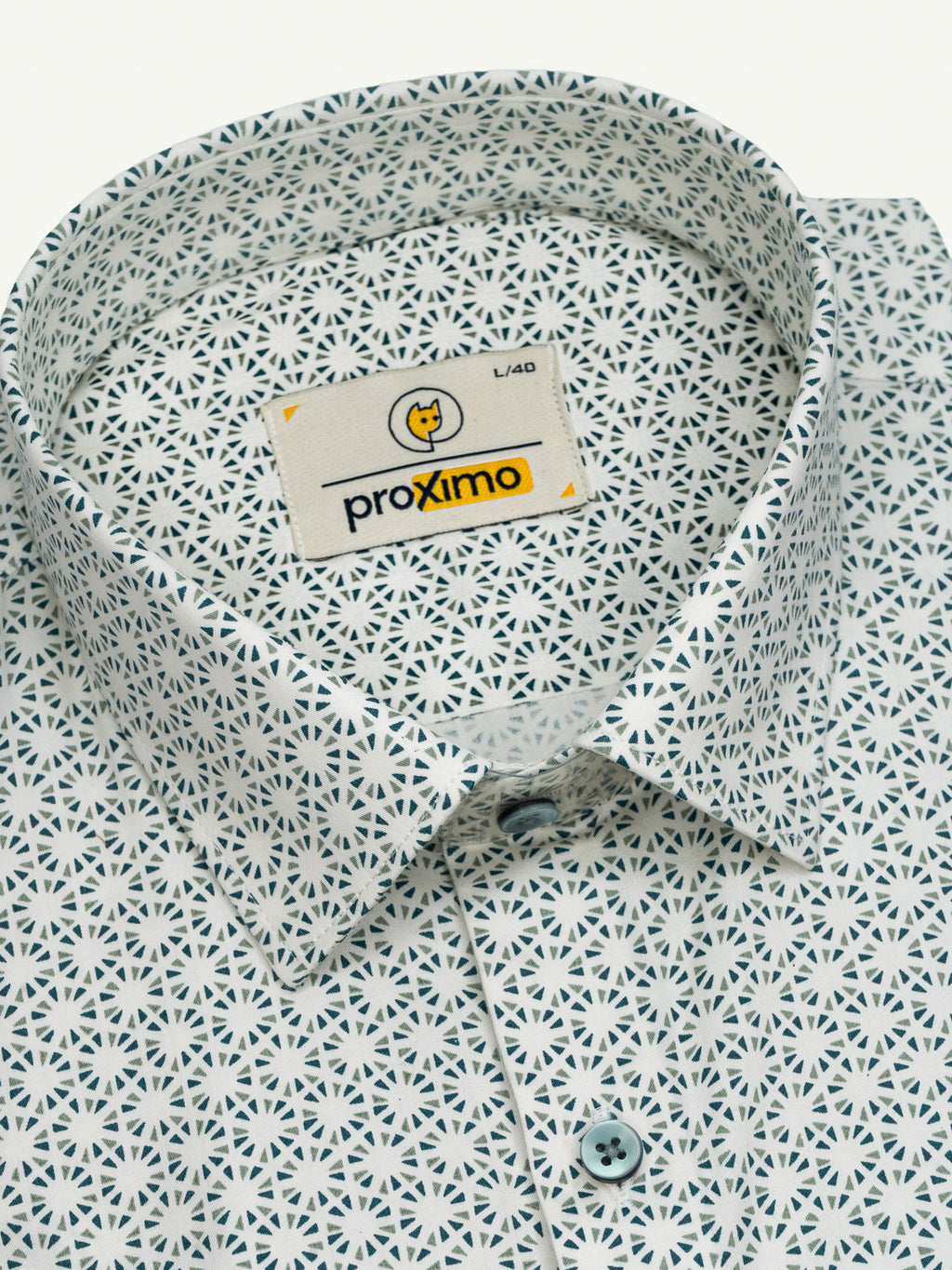 Geometric Print Shirt in Sage & White