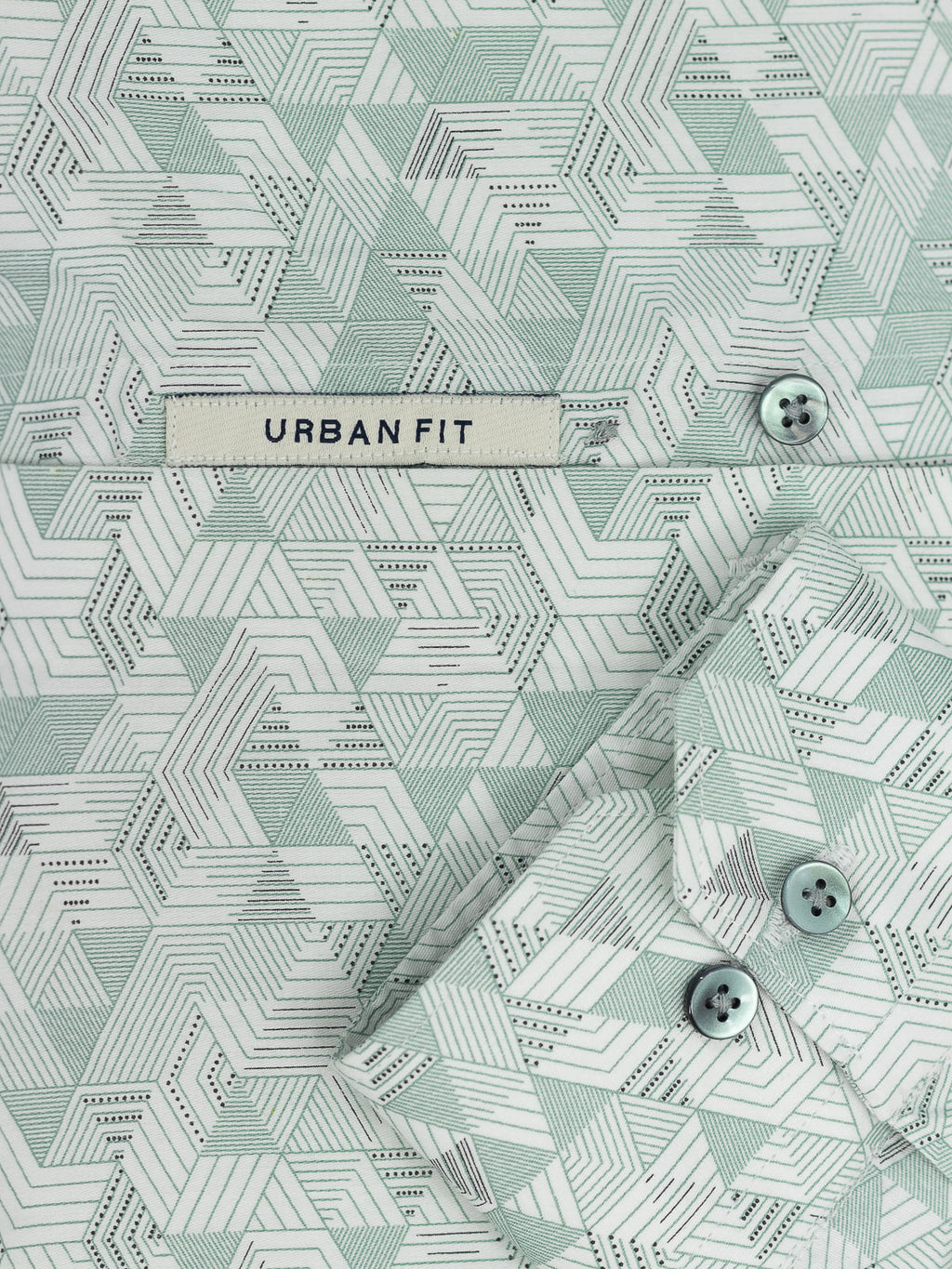 Geometric Print Shirt in Teal & White