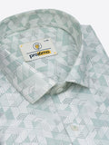 Geometric Print Shirt in Teal & White