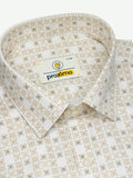 Geometric Print Shirt in Beige & White