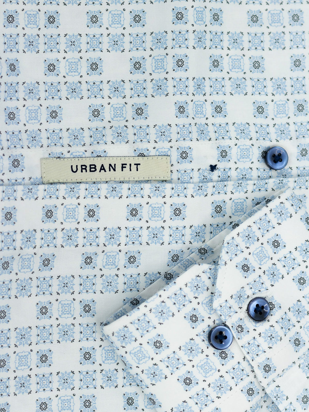 Geometric Print Shirt in Blue & White