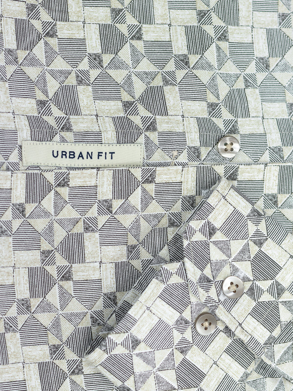 Geometric Print Shirt in Beige