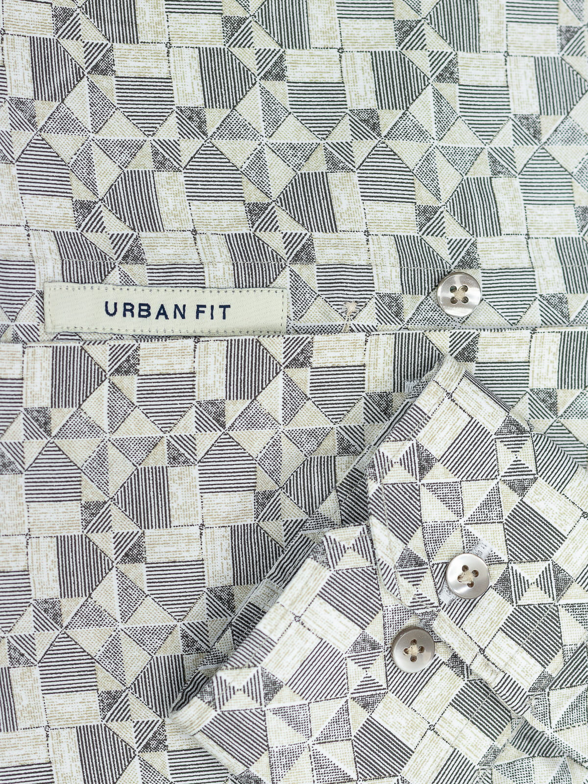 Geometric Print Shirt in Beige