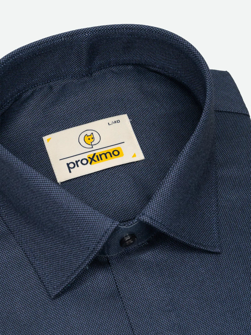 Deep Navy Solid Textured Stretch
