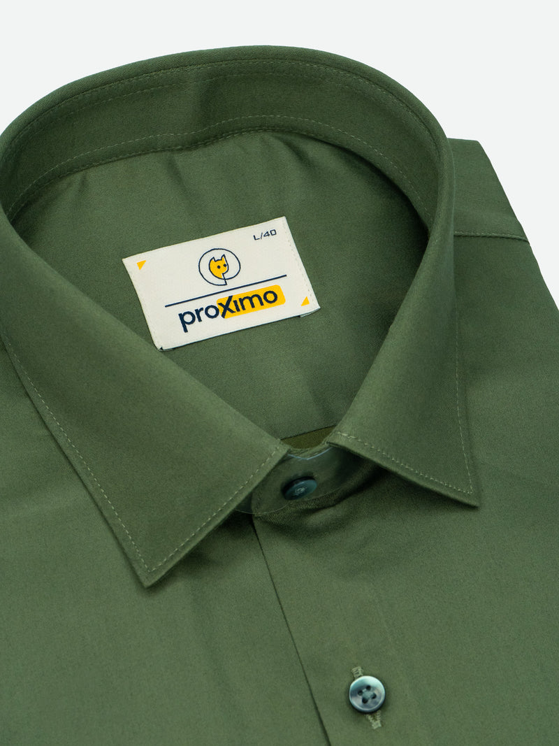 Olive Sheen Structured Shirt