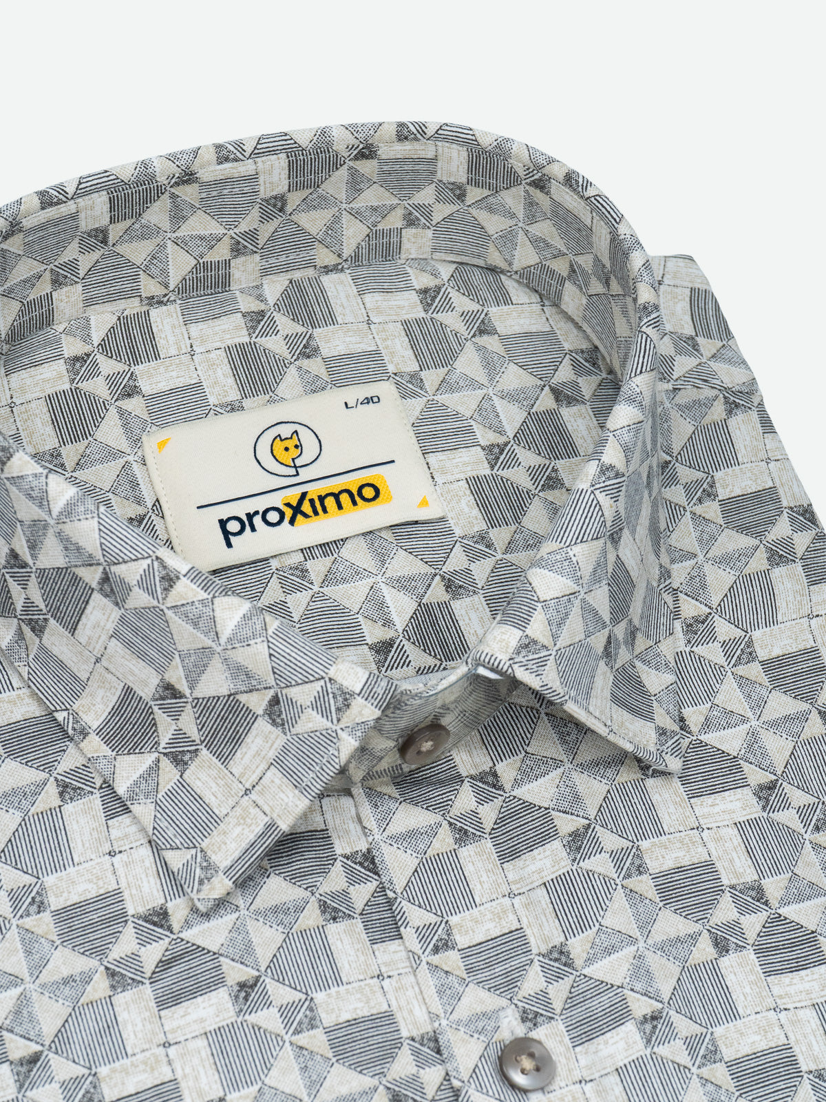 Geometric Print Shirt in Beige