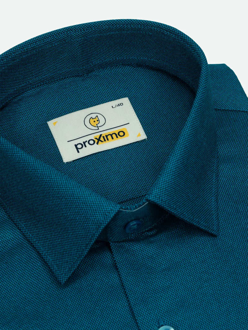 Ocean Cyan Solid Textured Stretch