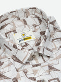 Abstract Print Shirt in White & Brown