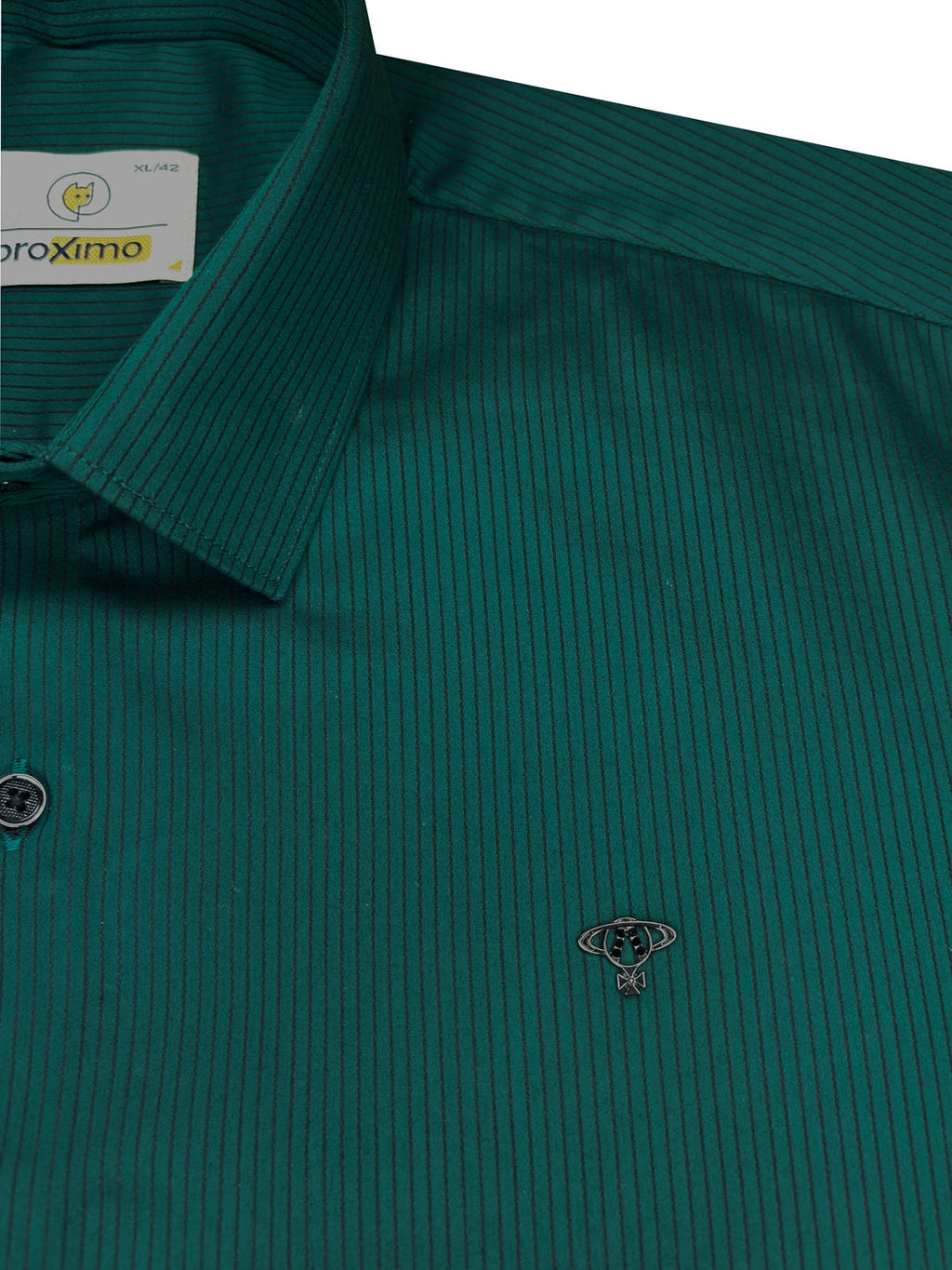 Striped Stretch Shirt in Emerald Green