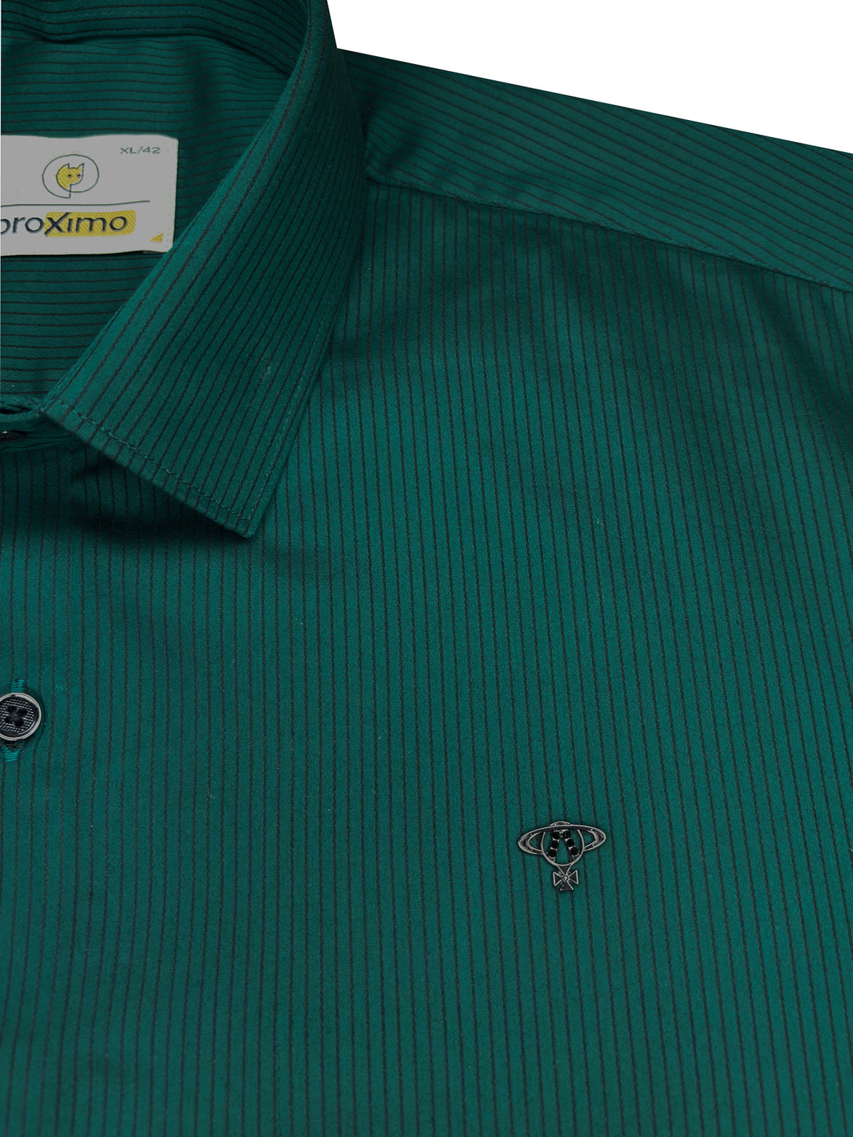 Striped Stretch Shirt in Emerald Green