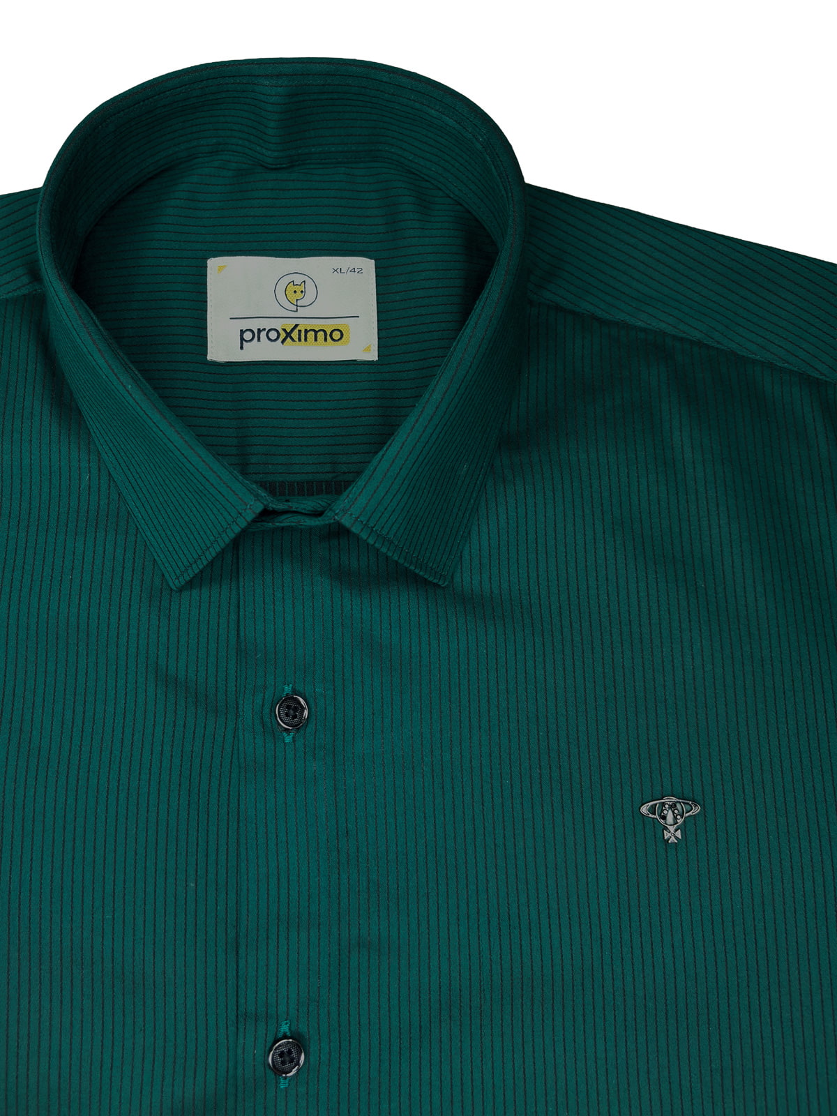 Striped Stretch Shirt in Emerald Green