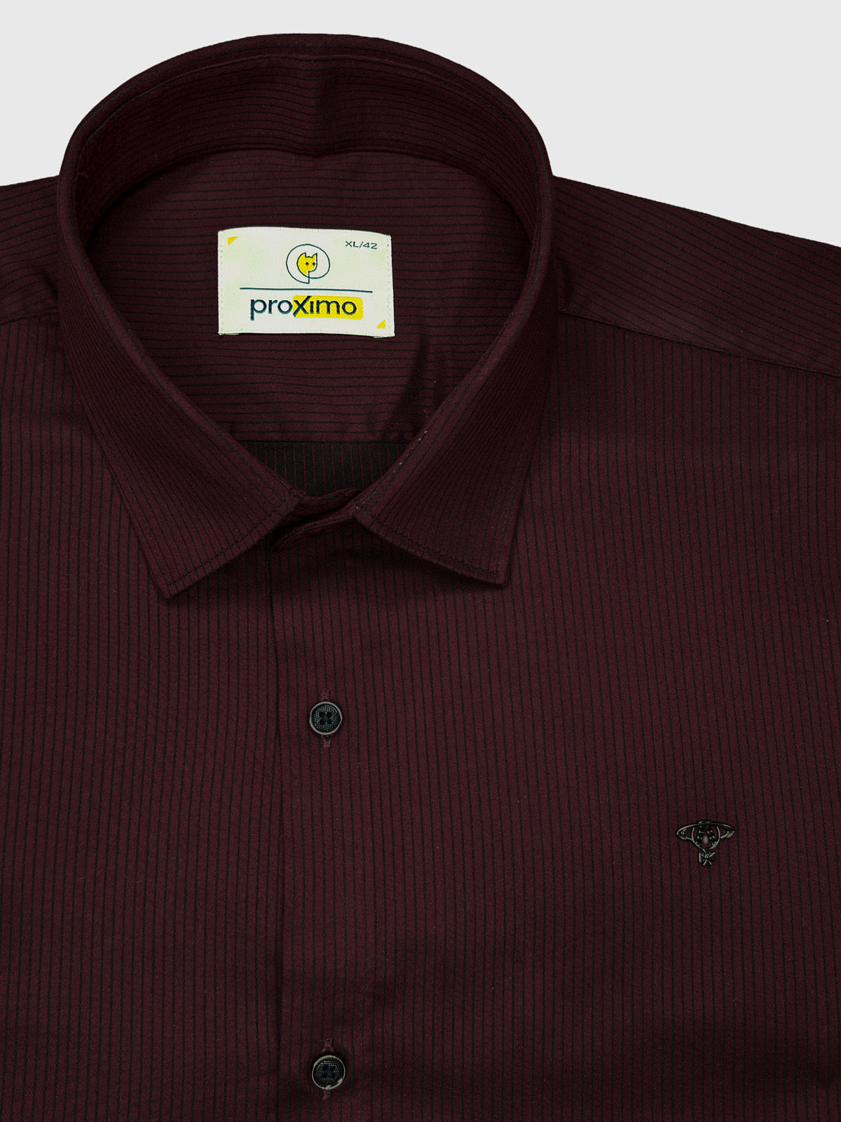 Striped Stretch Shirt in Maroon