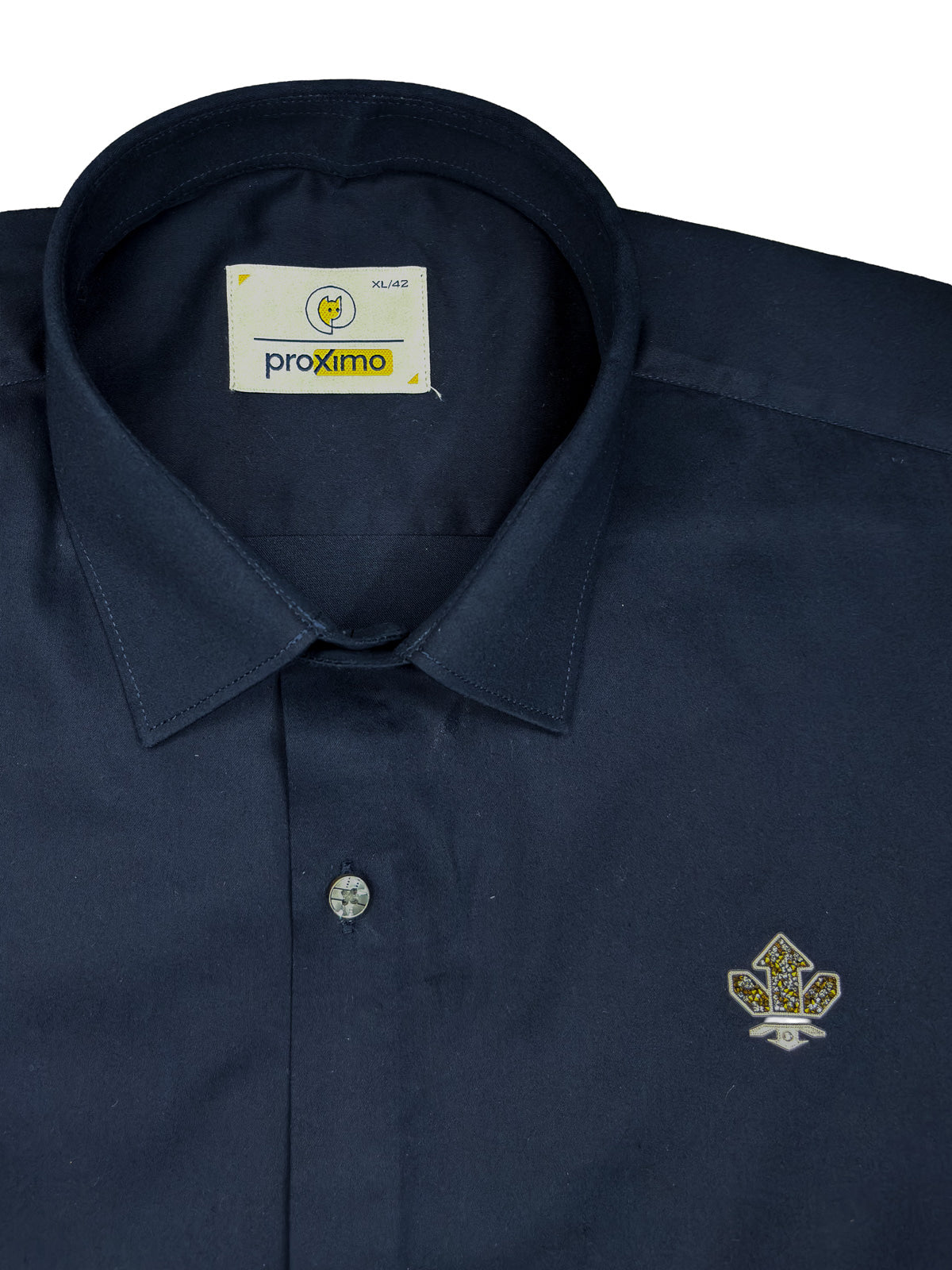 Solid Stretch Shirt in Navy Blue