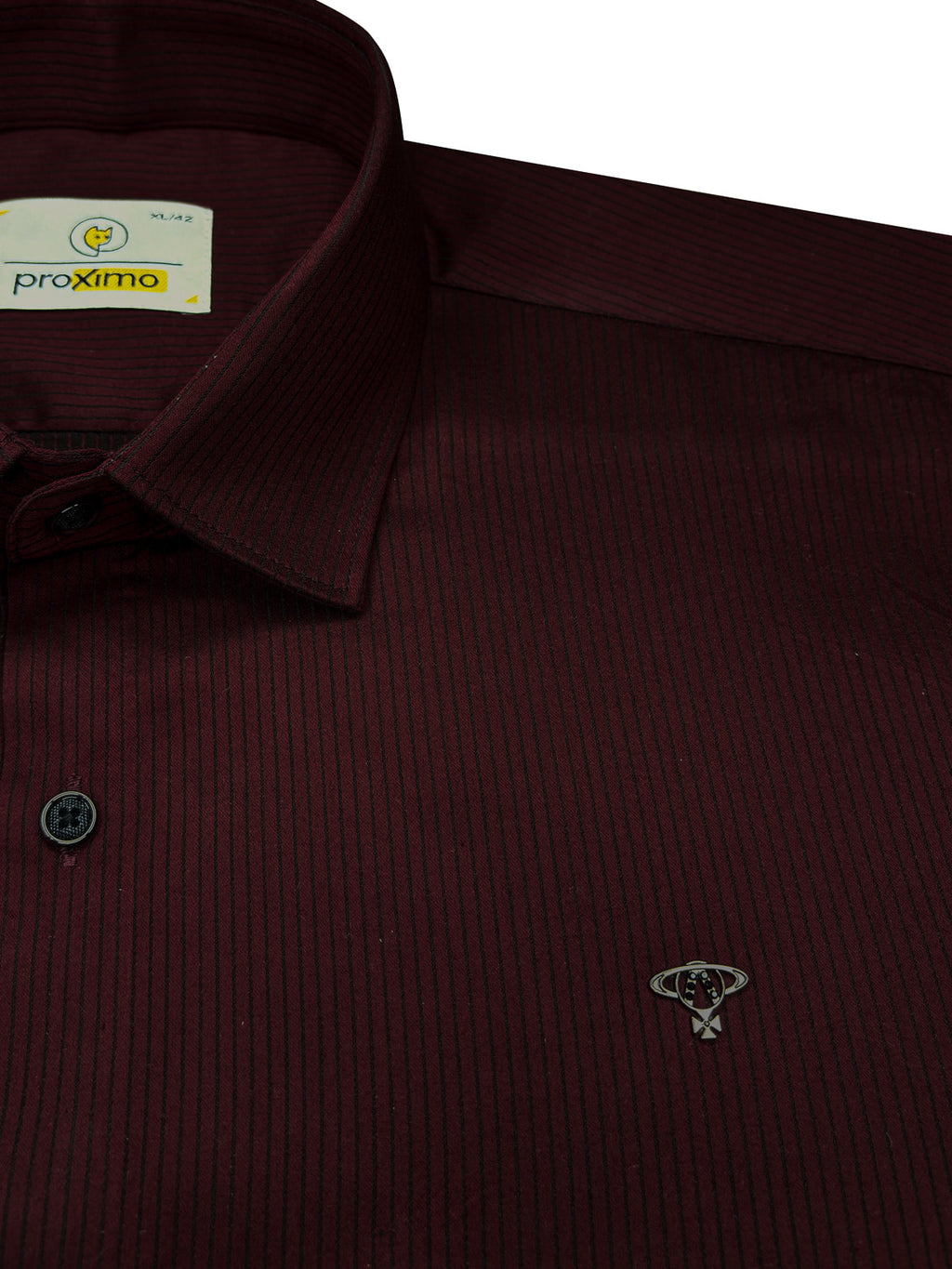 Striped Stretch Shirt in Maroon