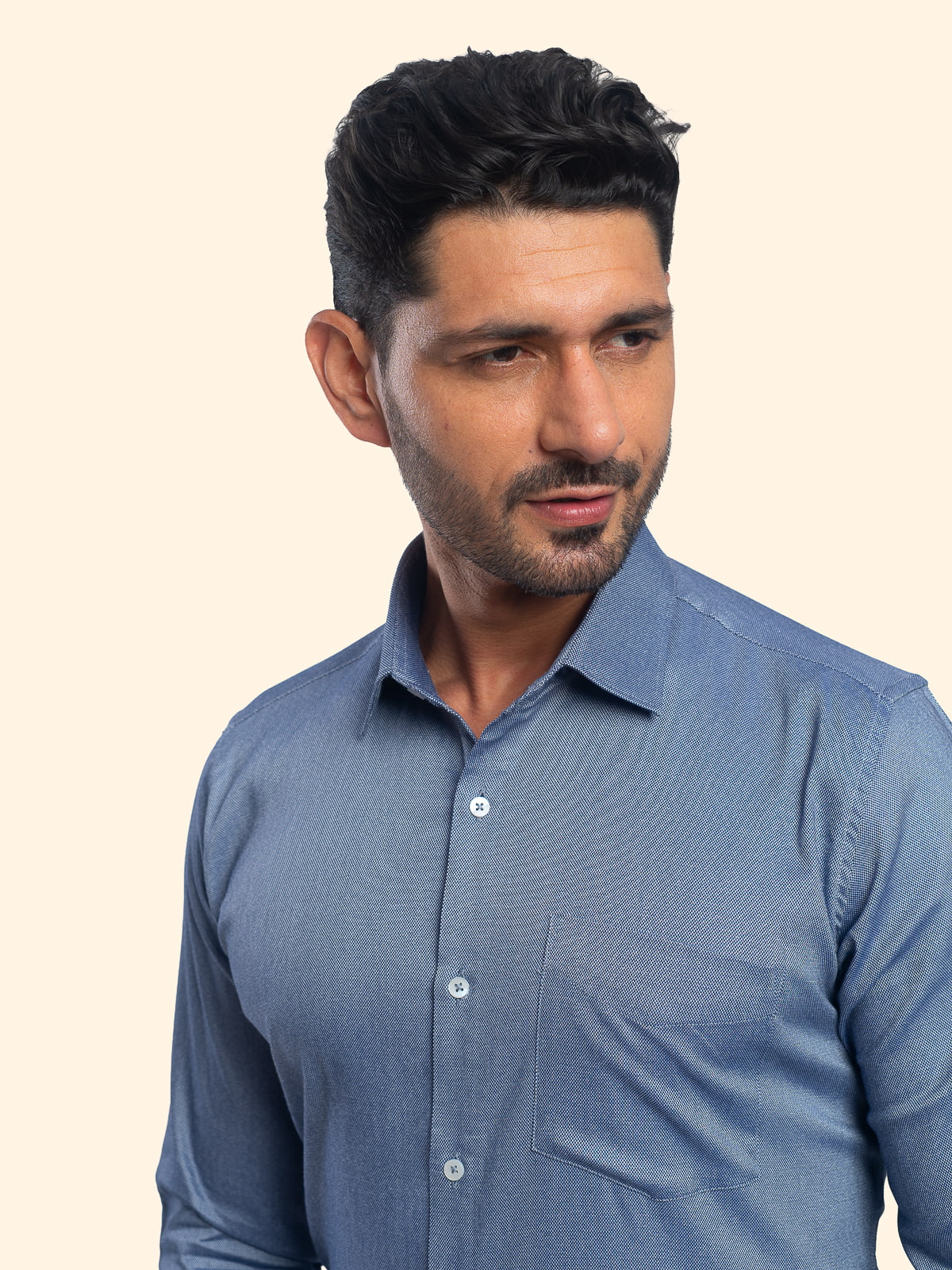 Grainline Marine-Salt Blue Plain Shirt
