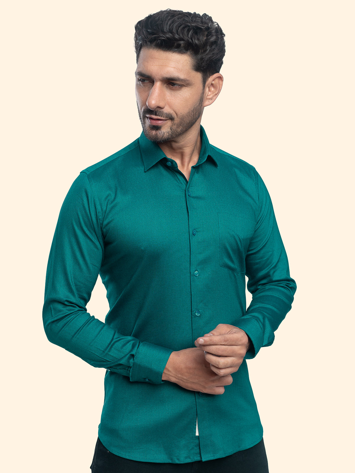 Grainline Dark Cyan Plain Shirt
