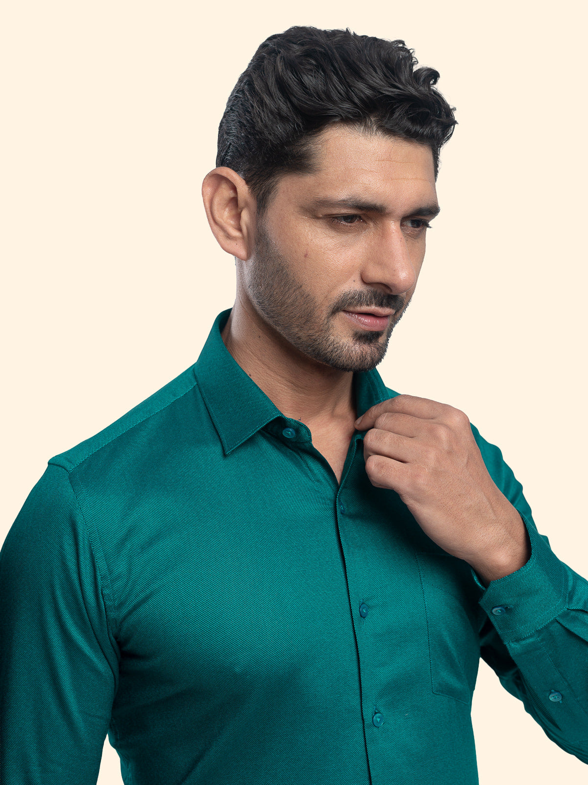 Grainline Dark Cyan Plain Shirt
