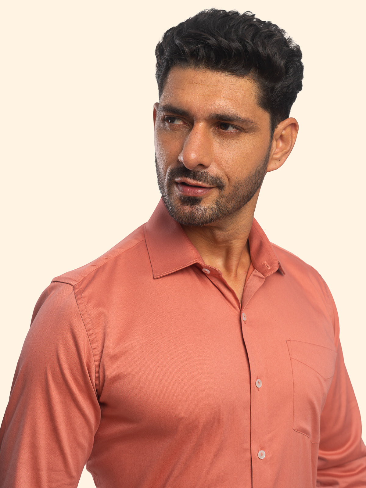 Slate Peach Lycra Plain Shirt