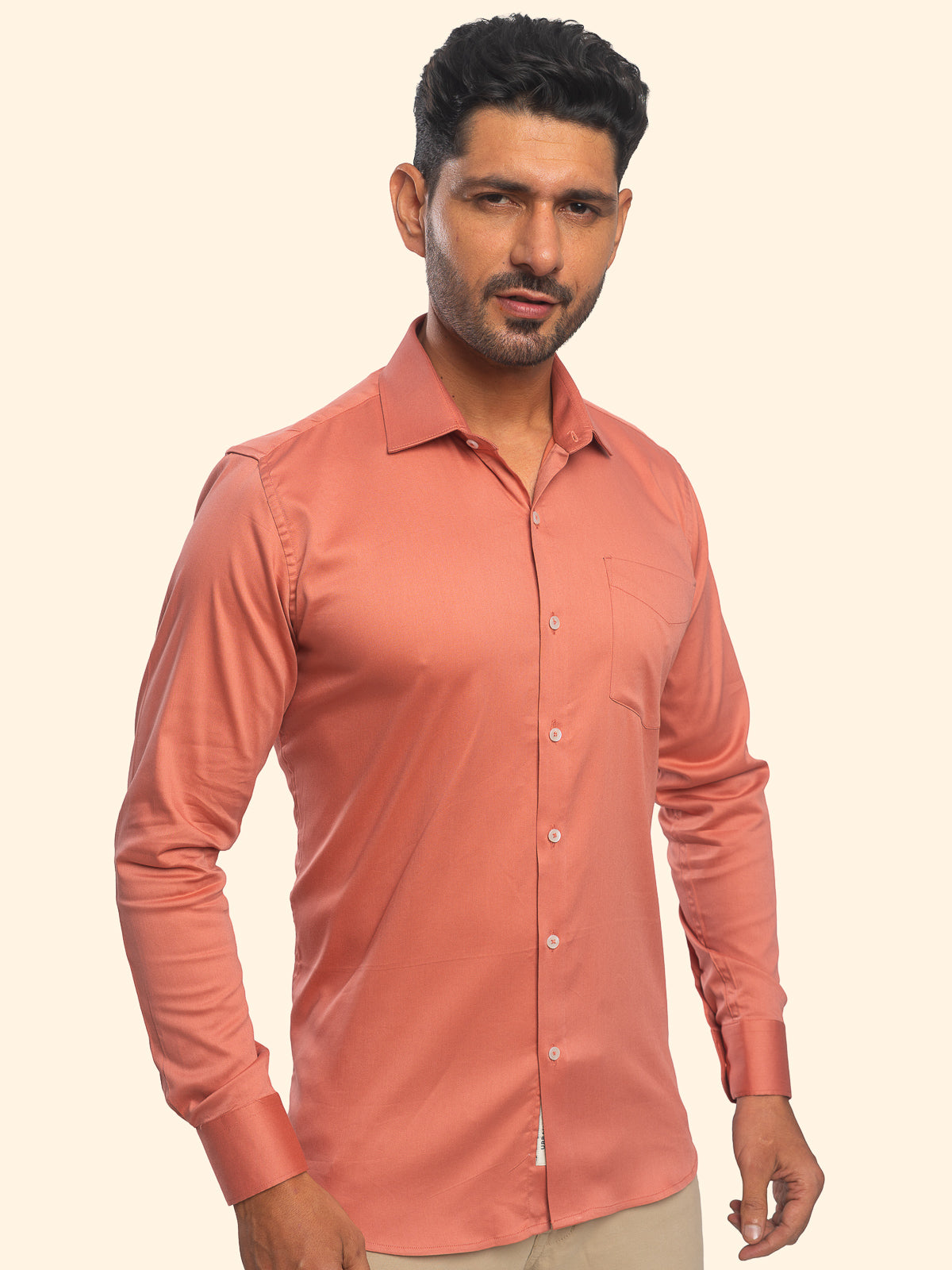 Slate Peach Lycra Plain Shirt