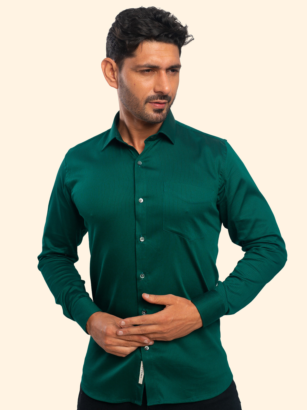Emarald Green Striped Shirt