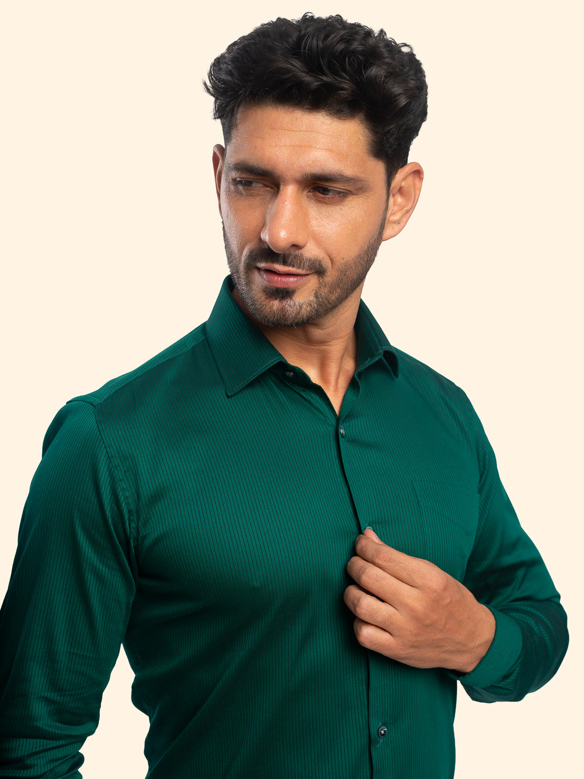 Emarald Green Striped Shirt