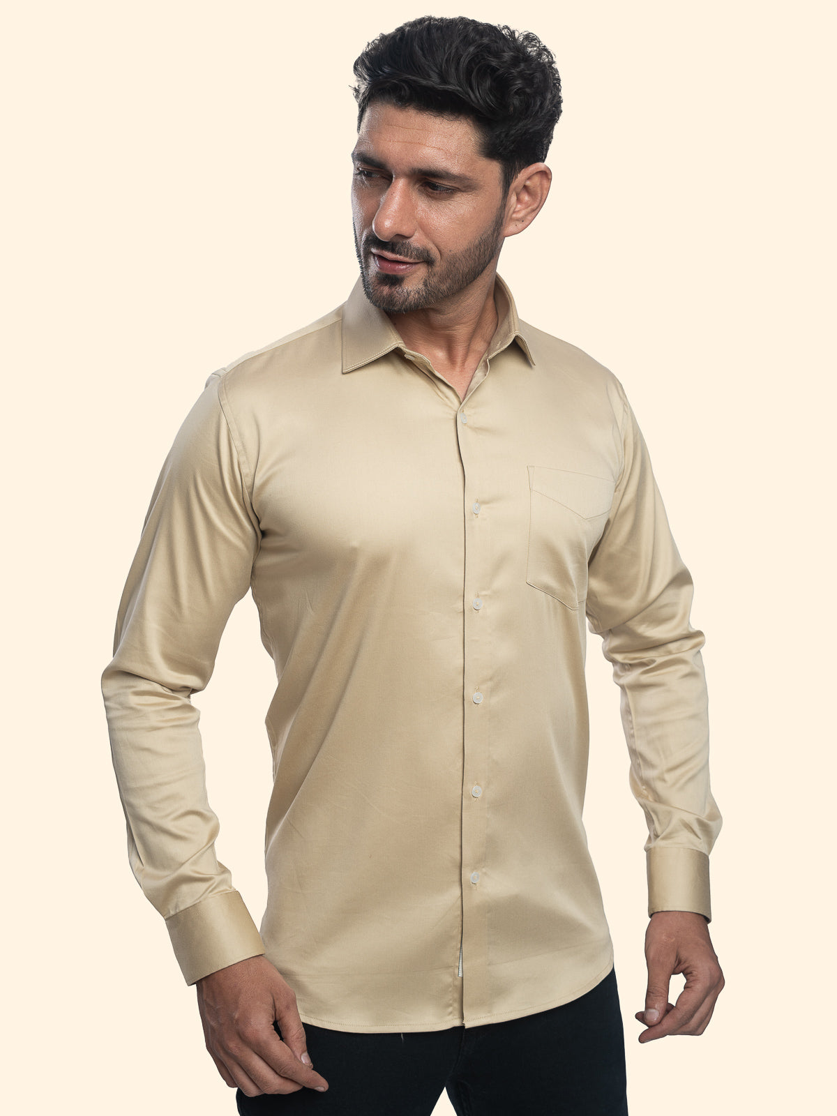 Mocha Khakhi Lycra Plain Shirt
