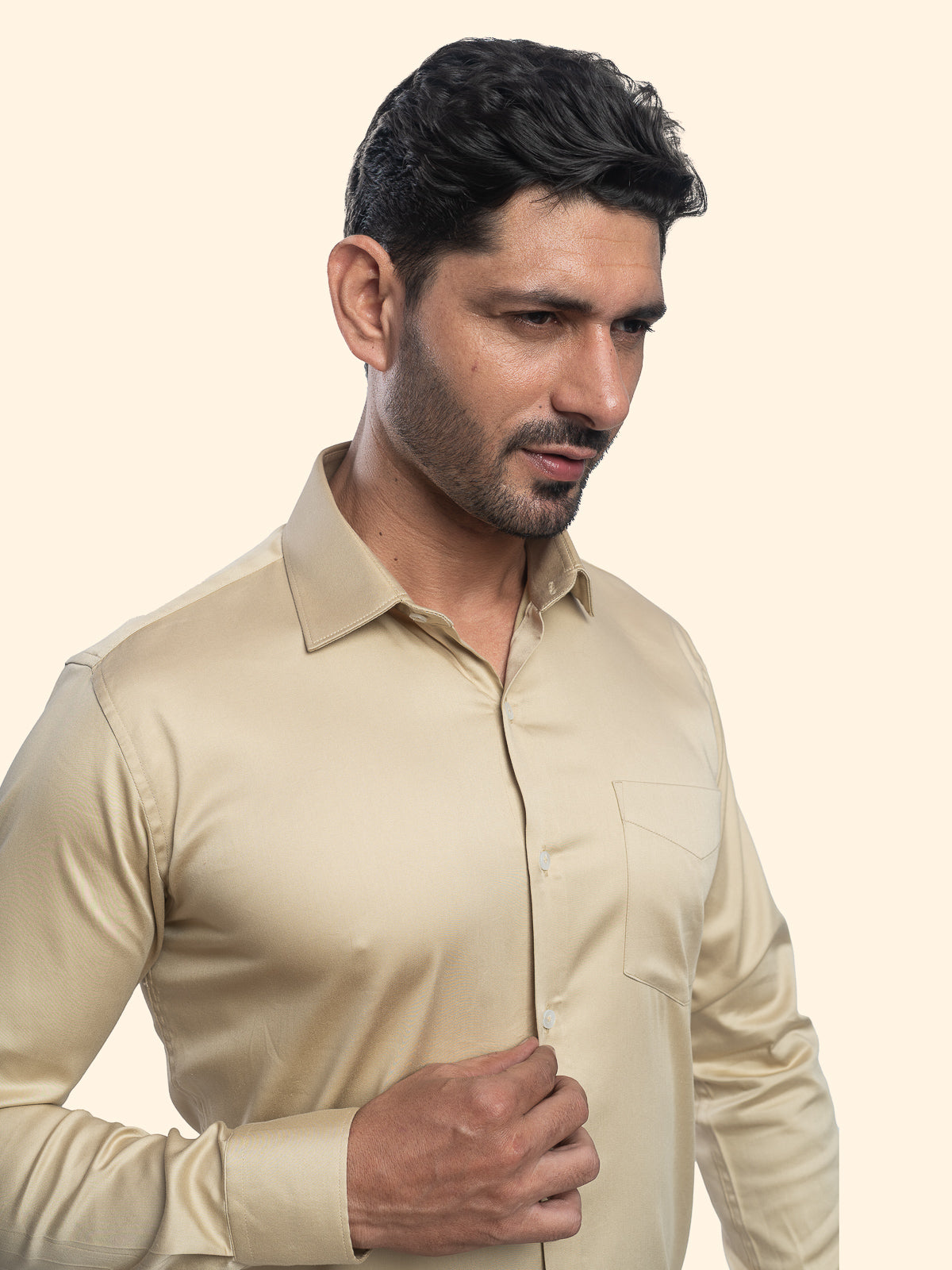 Mocha Khakhi Lycra Plain Shirt