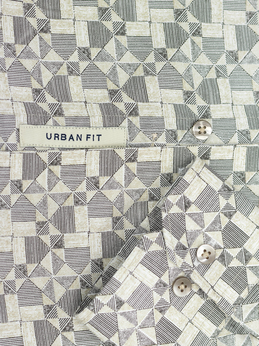 Geometry Dusted Beige Printed Shirt