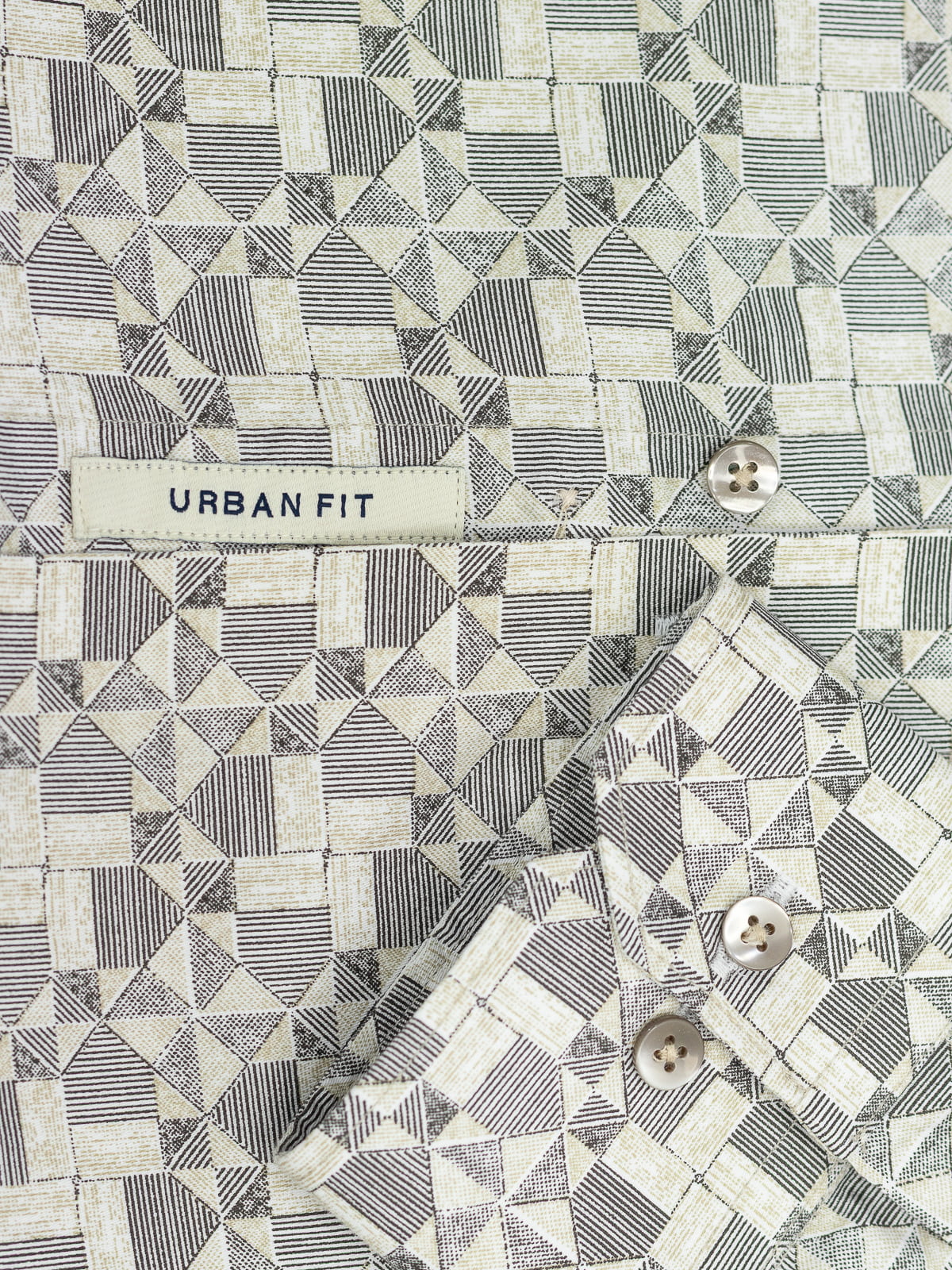 Geometry Dusted Beige Printed Shirt