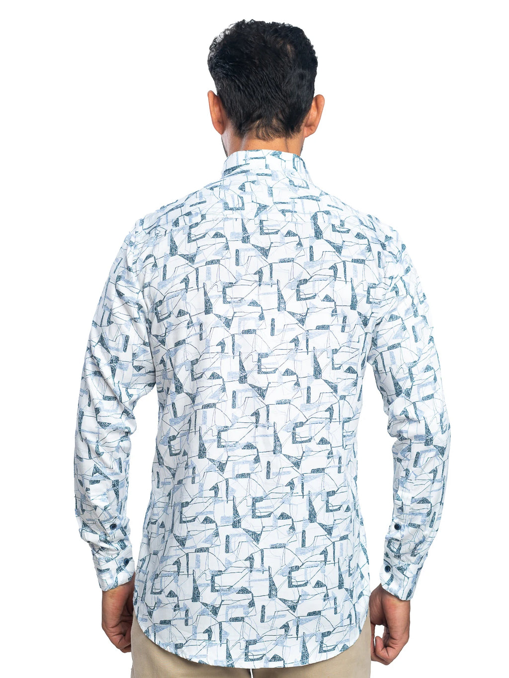 Abstract Print Shirt in Blue & White
