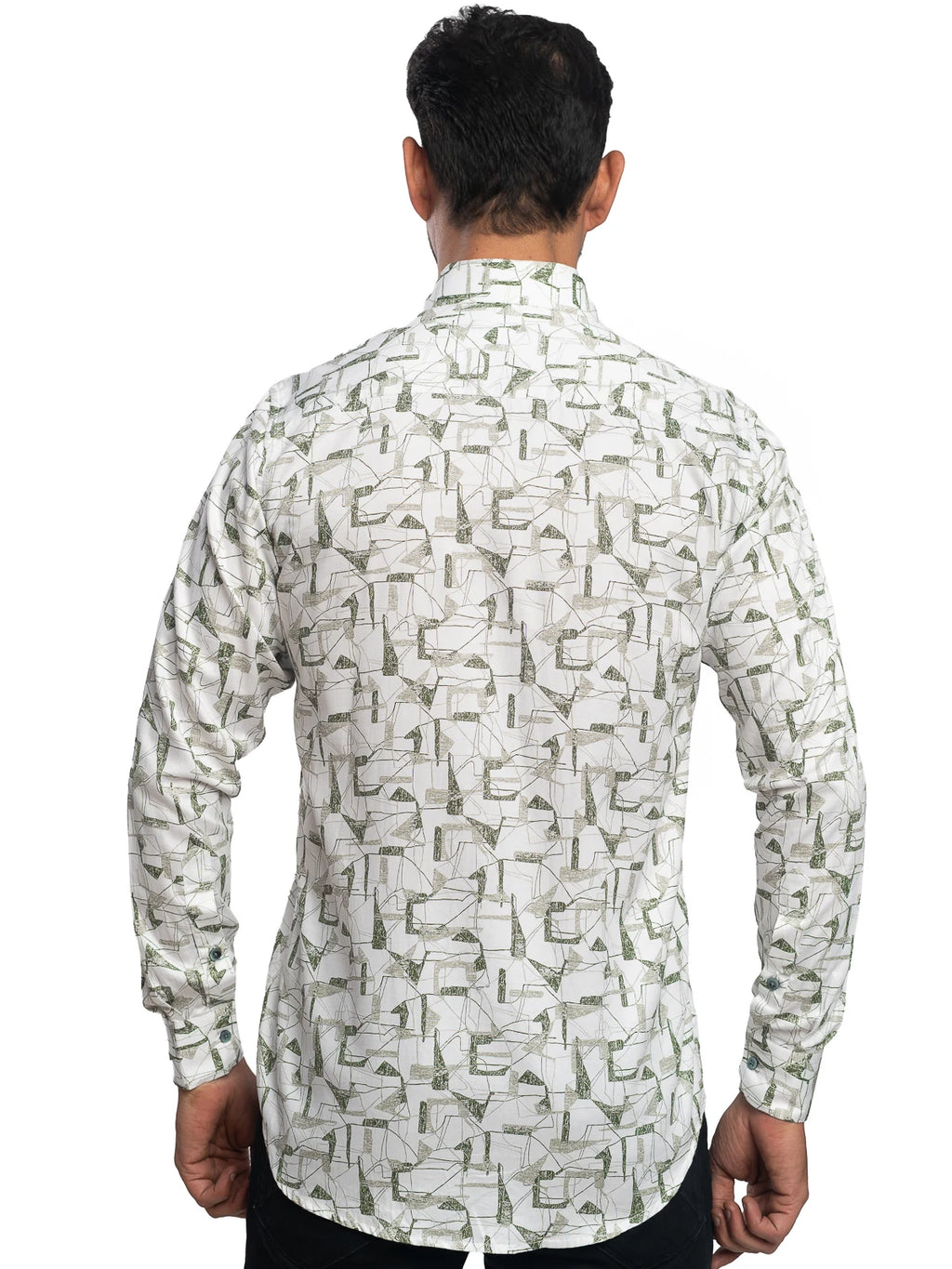 Abstract Print Shirt in Green & White