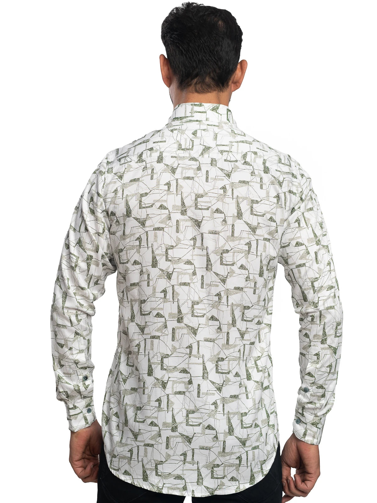 Abstract Print Shirt in Green & White