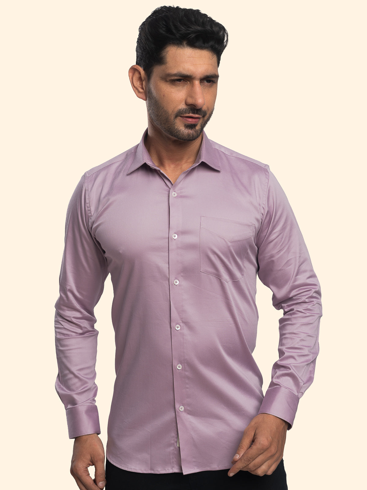 Misty Lavender Lycra Plain Shirt