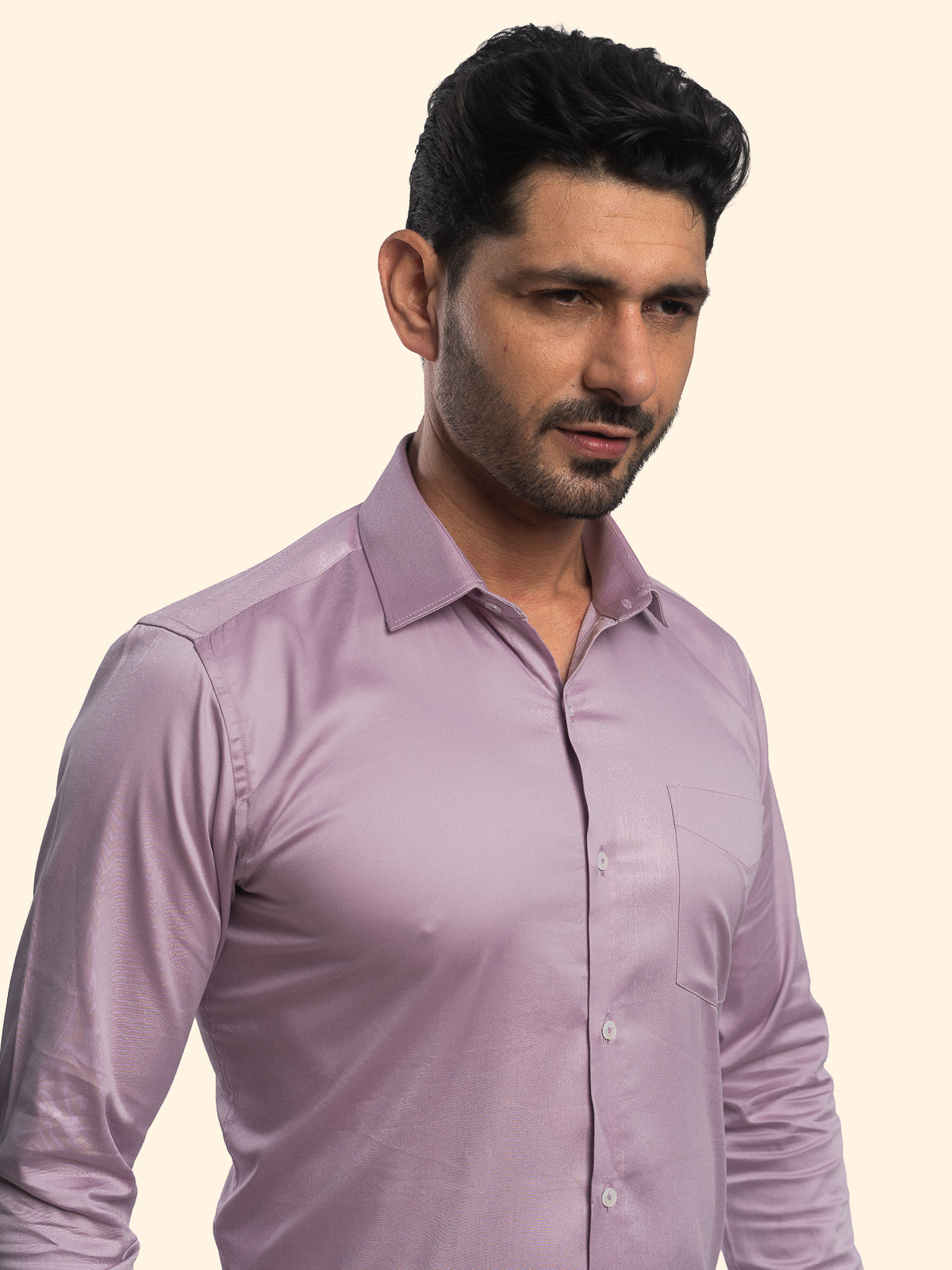 Misty Lavender Lycra Plain Shirt