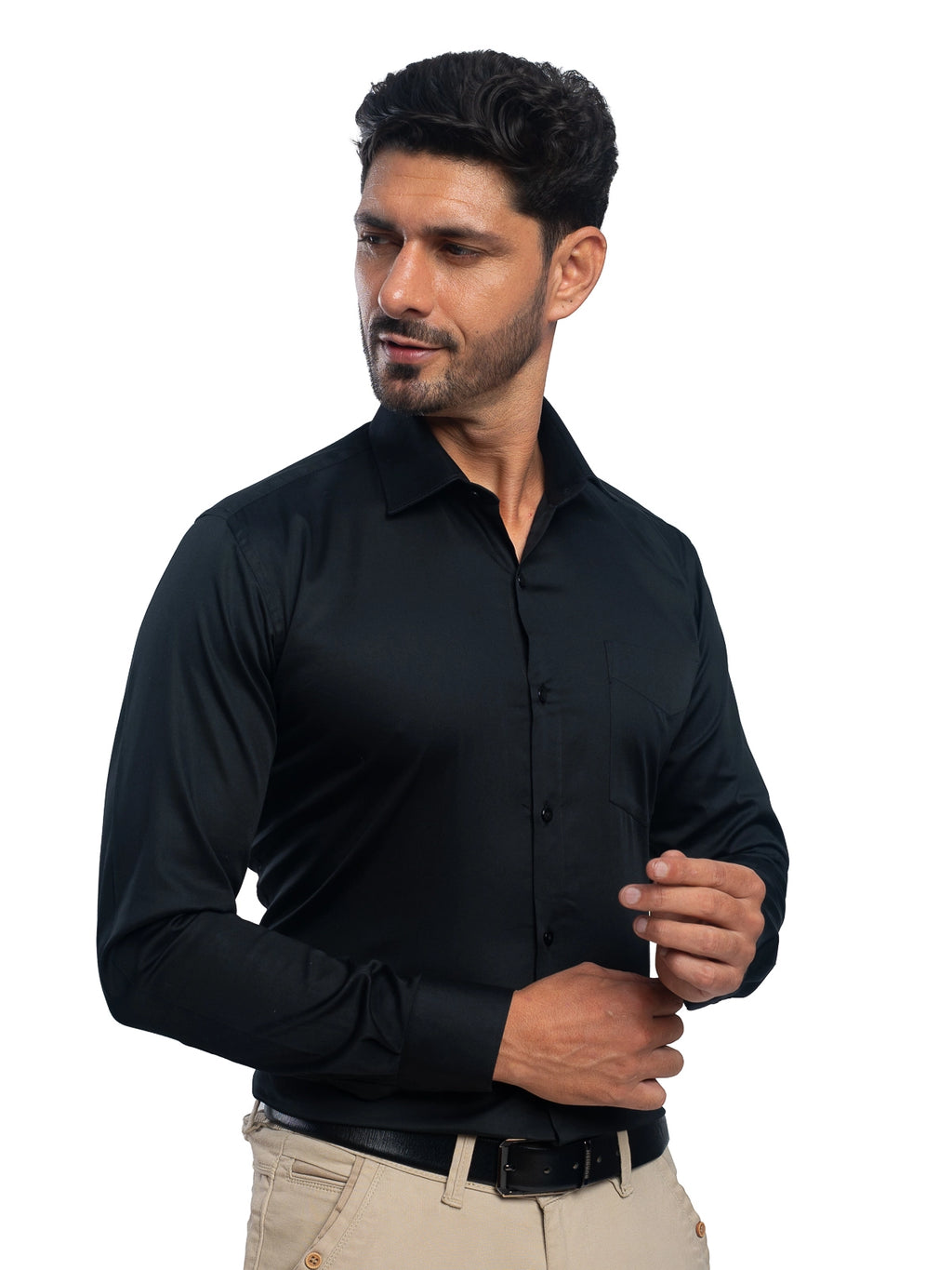 Solid Stretch Shirt in Black