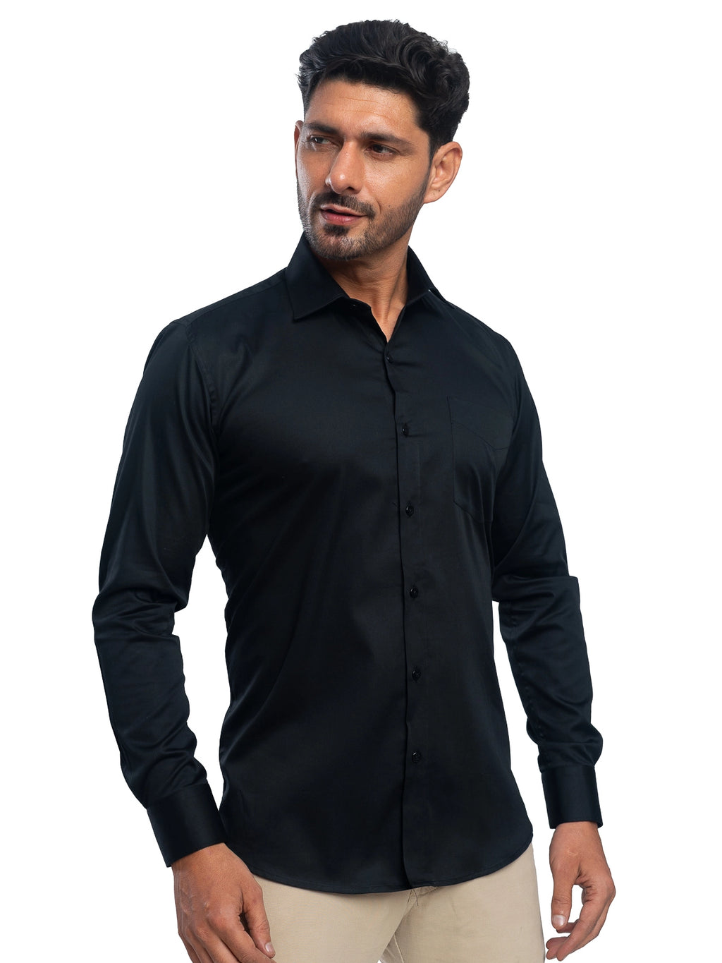 Solid Stretch Shirt in Black