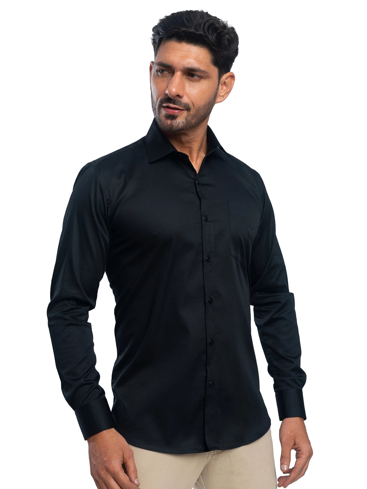 Solid Stretch Shirt in Black