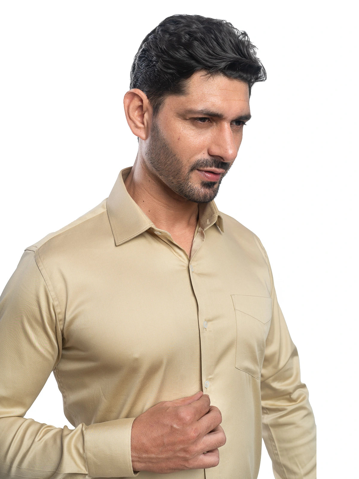Solid Stretch Shirt in Khaki