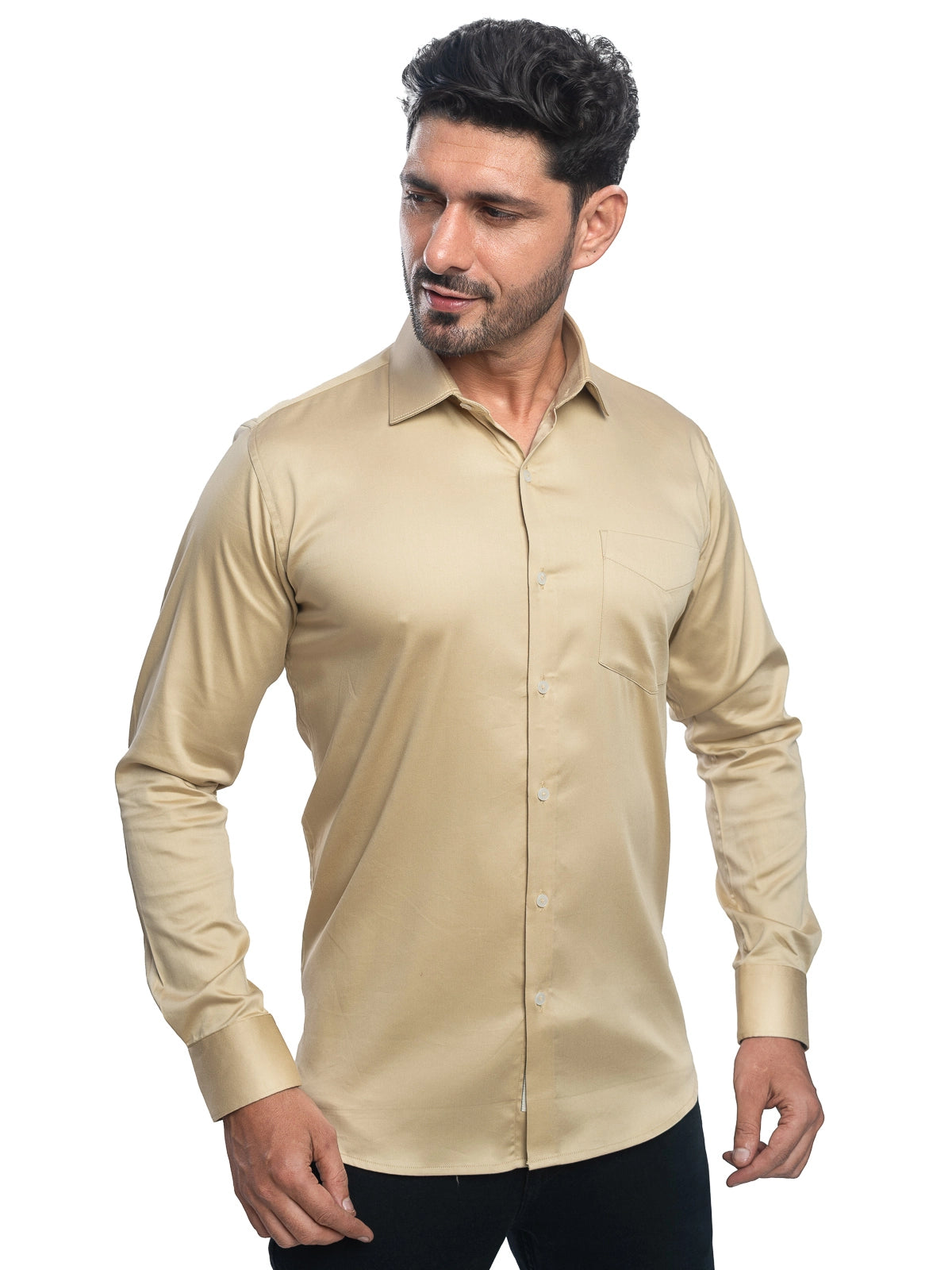 Solid Stretch Shirt in Khaki